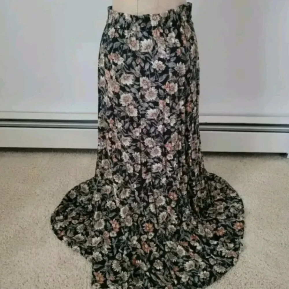 Vintage Compognie Internationale Express Floral Fairy Cottagecore Maxi Skirt M - Picture 1 of 11